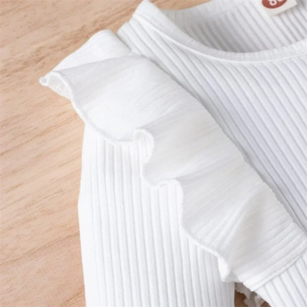 Knitted Ribbed Solid Color Baby Girl Set - Picture 5 of 8